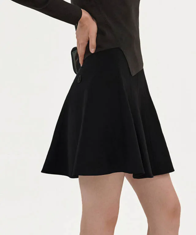 Anell Golf Cotton Flared Skirt - Black