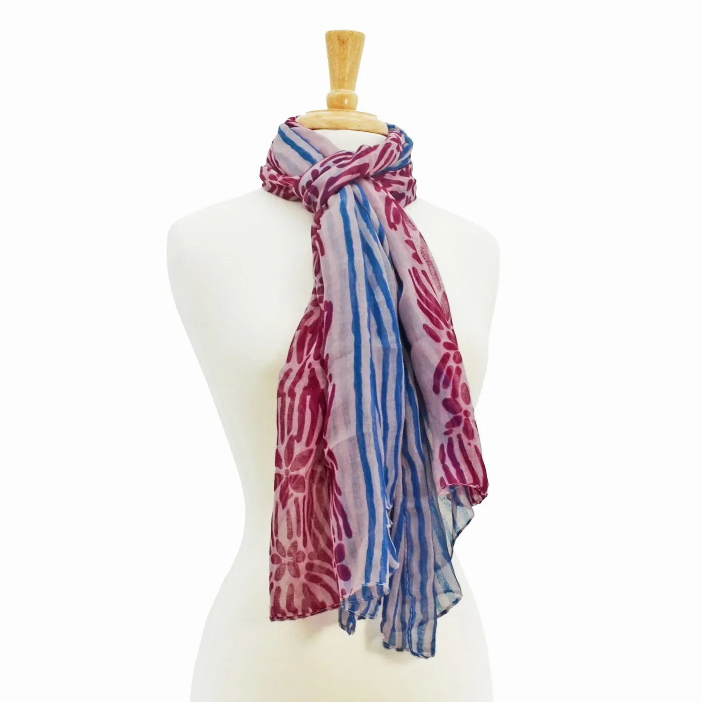 Anna Striped Floral Print Scarf