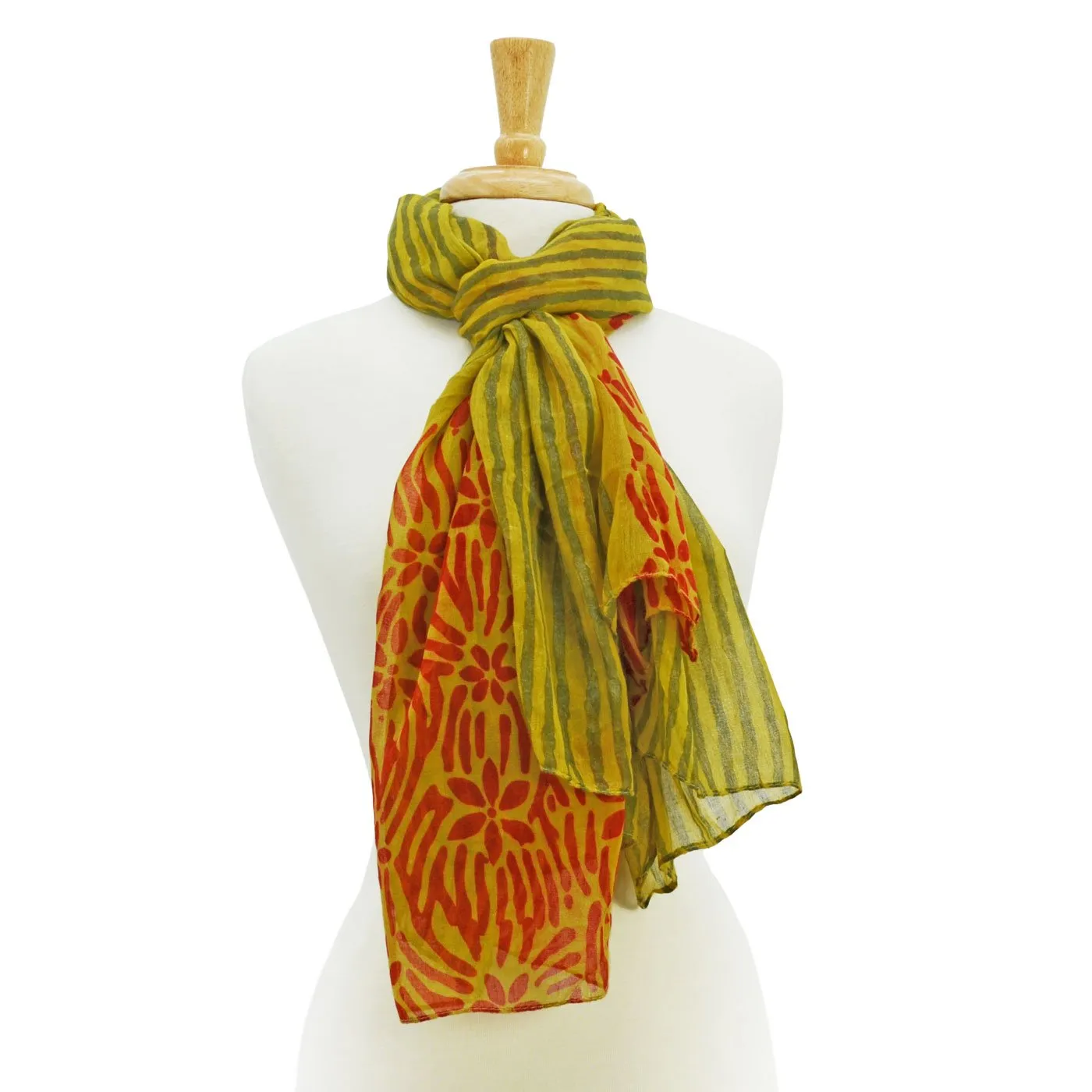 Anna Striped Floral Print Scarf