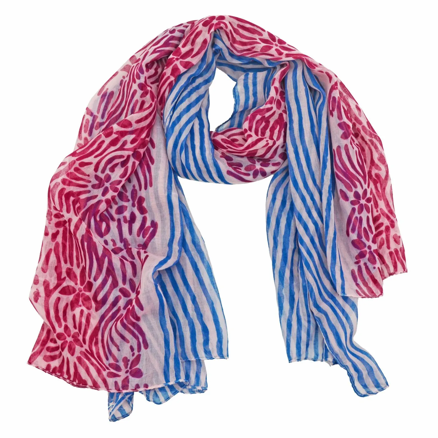 Anna Striped Floral Print Scarf
