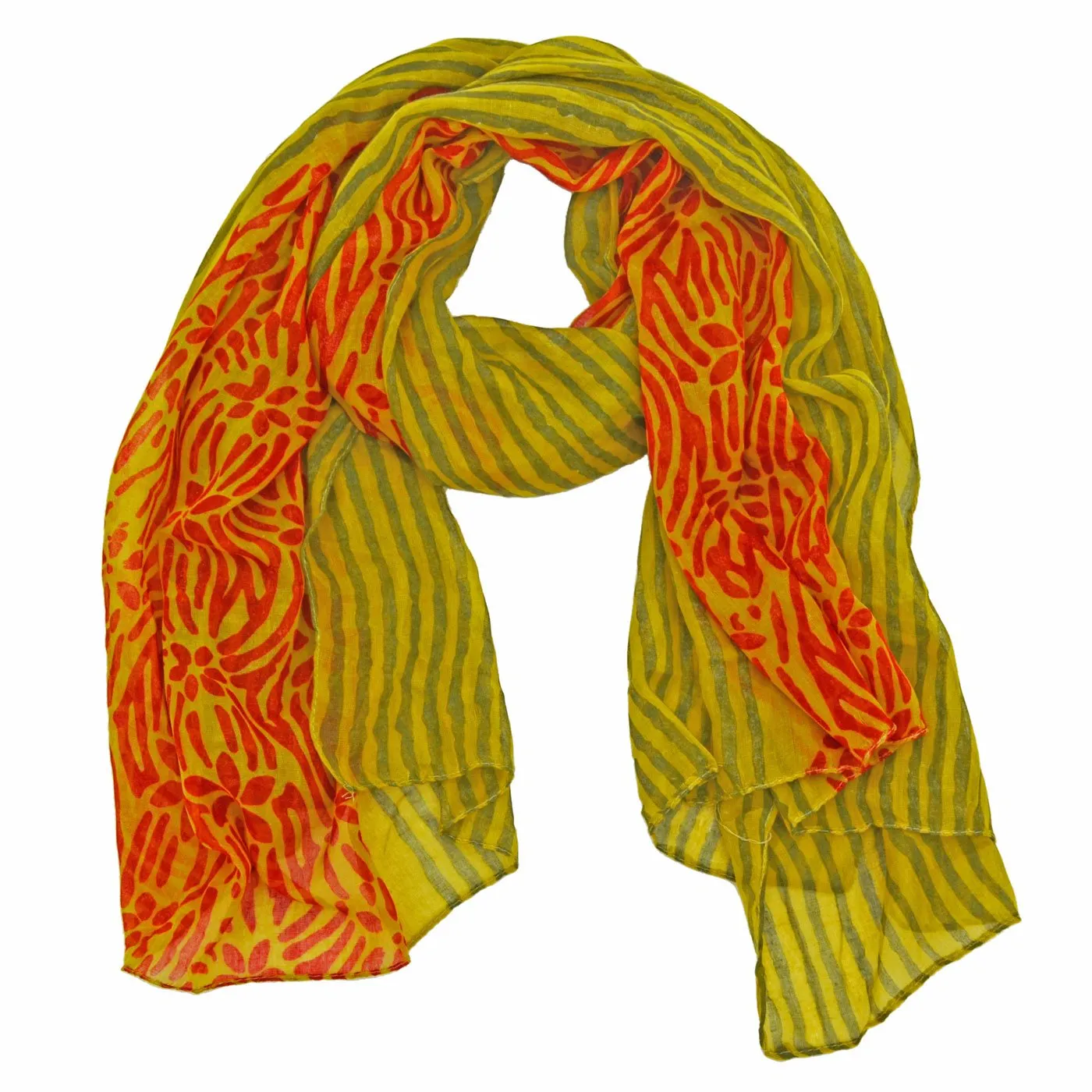 Anna Striped Floral Print Scarf