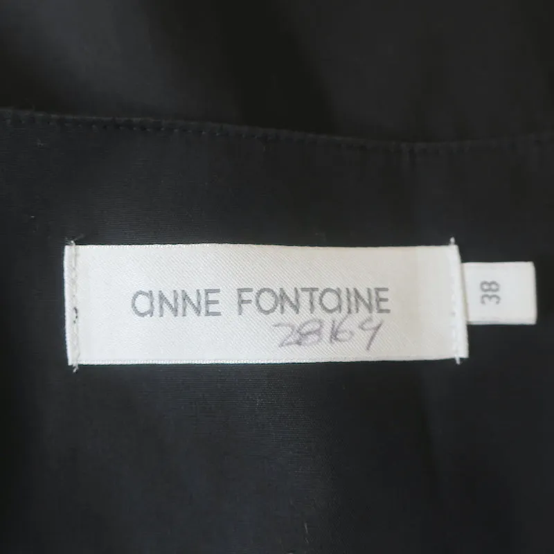Anne Fontaine Zip-Front Pleated Mini Dress Lena Black Stretch Jersey Size 38