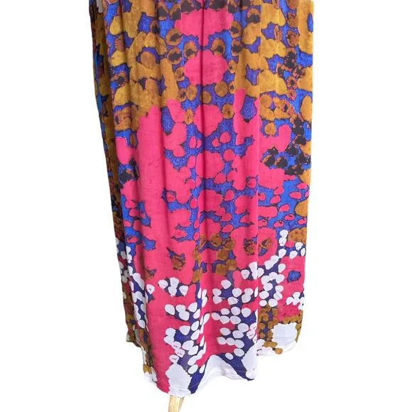 Anthropologie Lorna Silk Dress Sz 0 Maxi Halter Multicolor Boho Artsy Coquette