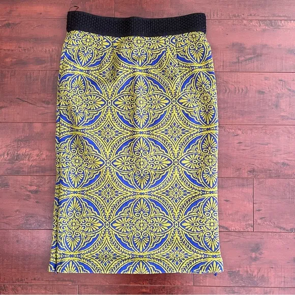 ANTHROPOLOGIE Maeve Medallion Tapestry Knee Length Pencil Skirt Size XS