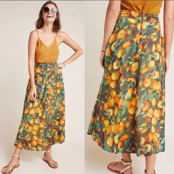 Anthropologie Maeve Summer Orchard Midi Skirt
