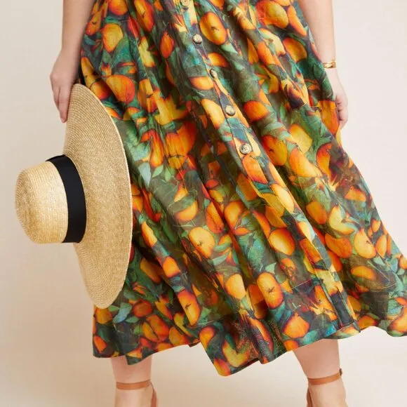 Anthropologie Maeve Summer Orchard Midi Skirt