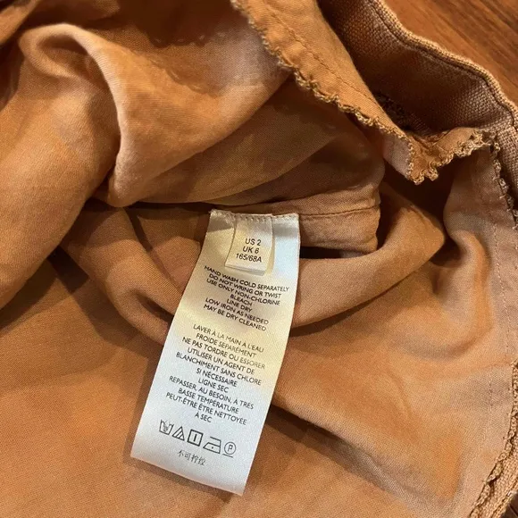 Anthropologie Tan Wrap Skirt Mini Tie Waist Woven Paisley Print Boho Size US 2