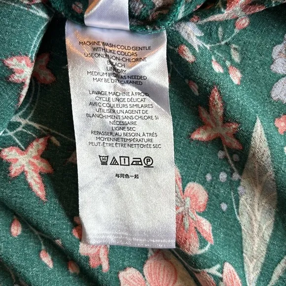 Anthropologie Zenia blue / green floral flutter sleeve mini dress with pockets