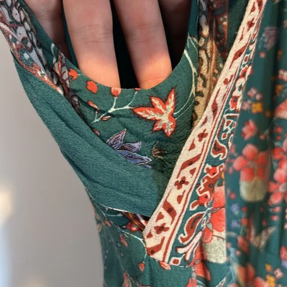 Anthropologie Zenia blue / green floral flutter sleeve mini dress with pockets