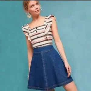 Anthropologie Pilcro and the Letterpress Denim Skater Mini Skirt Size 00 NWT
