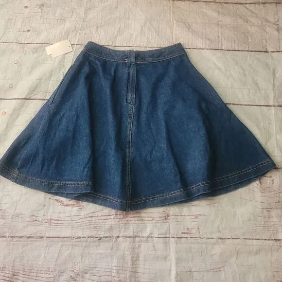 Anthropologie Pilcro and the Letterpress Denim Skater Mini Skirt Size 00 NWT