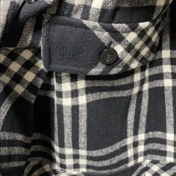Apt. 9 Black &amp; White Double Breasted Belt Wool Coat