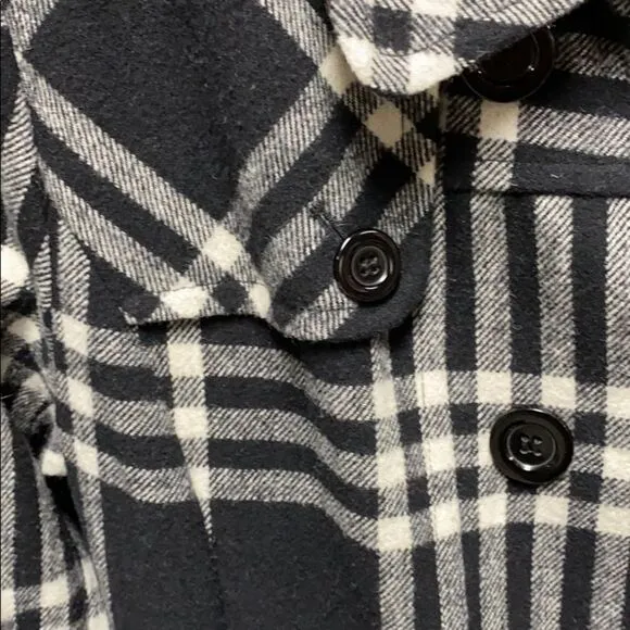 Apt. 9 Black &amp; White Double Breasted Belt Wool Coat