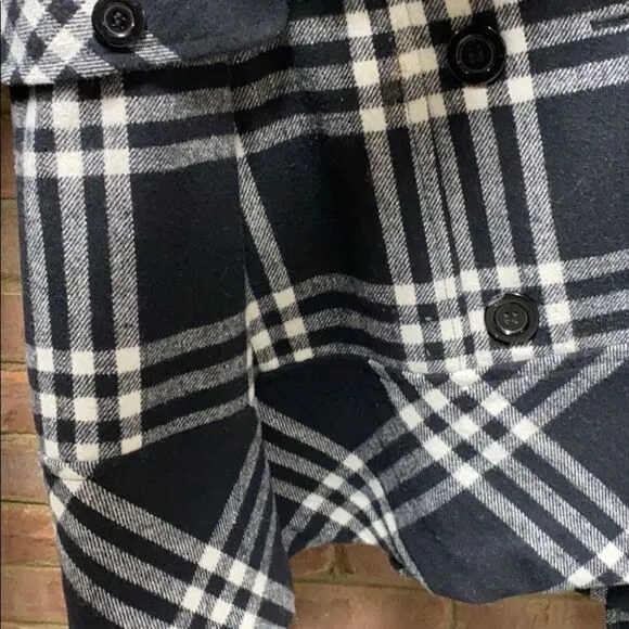 Apt. 9 Black &amp; White Double Breasted Belt Wool Coat