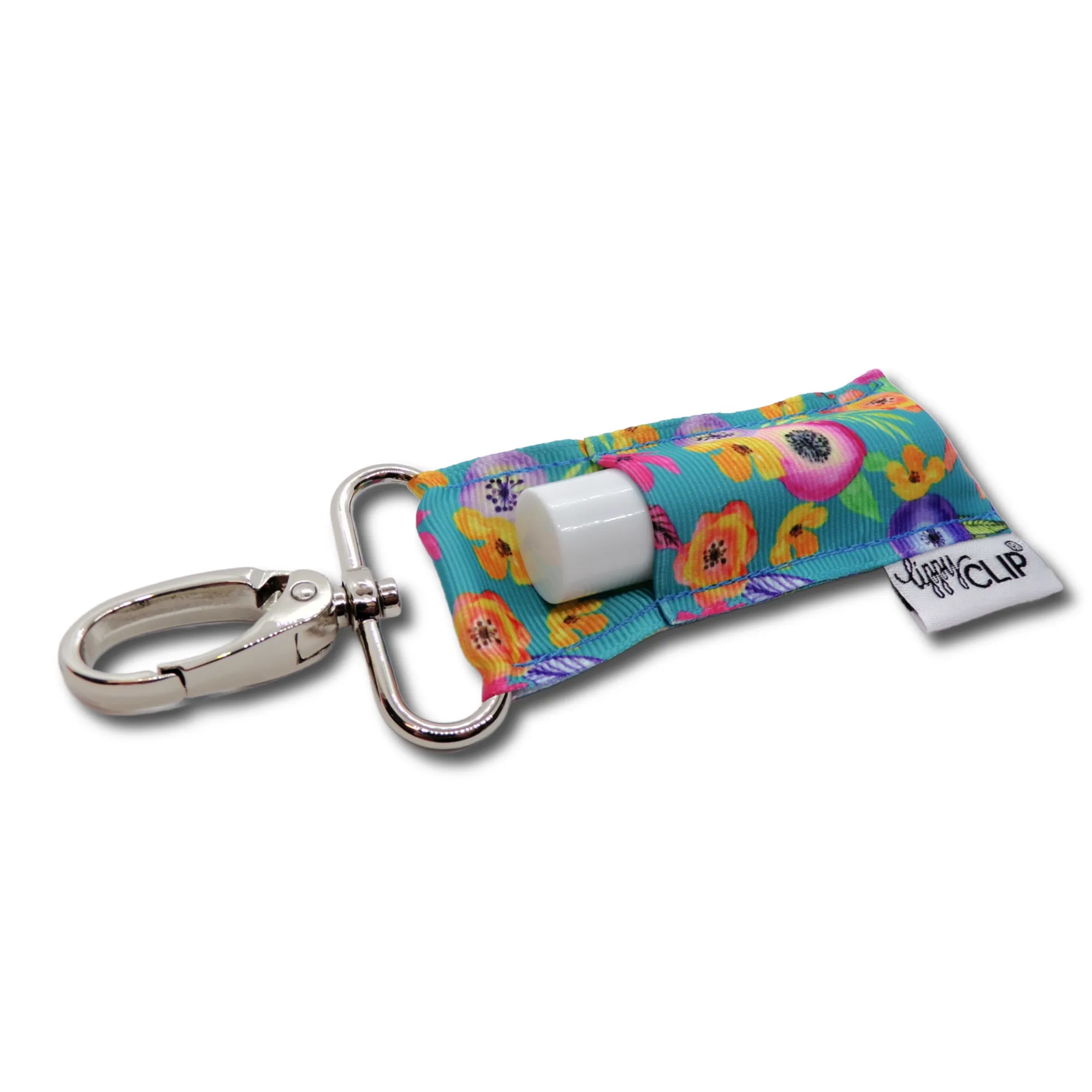 Aqua Summer Floral LippyClip® Lip Balm Holder