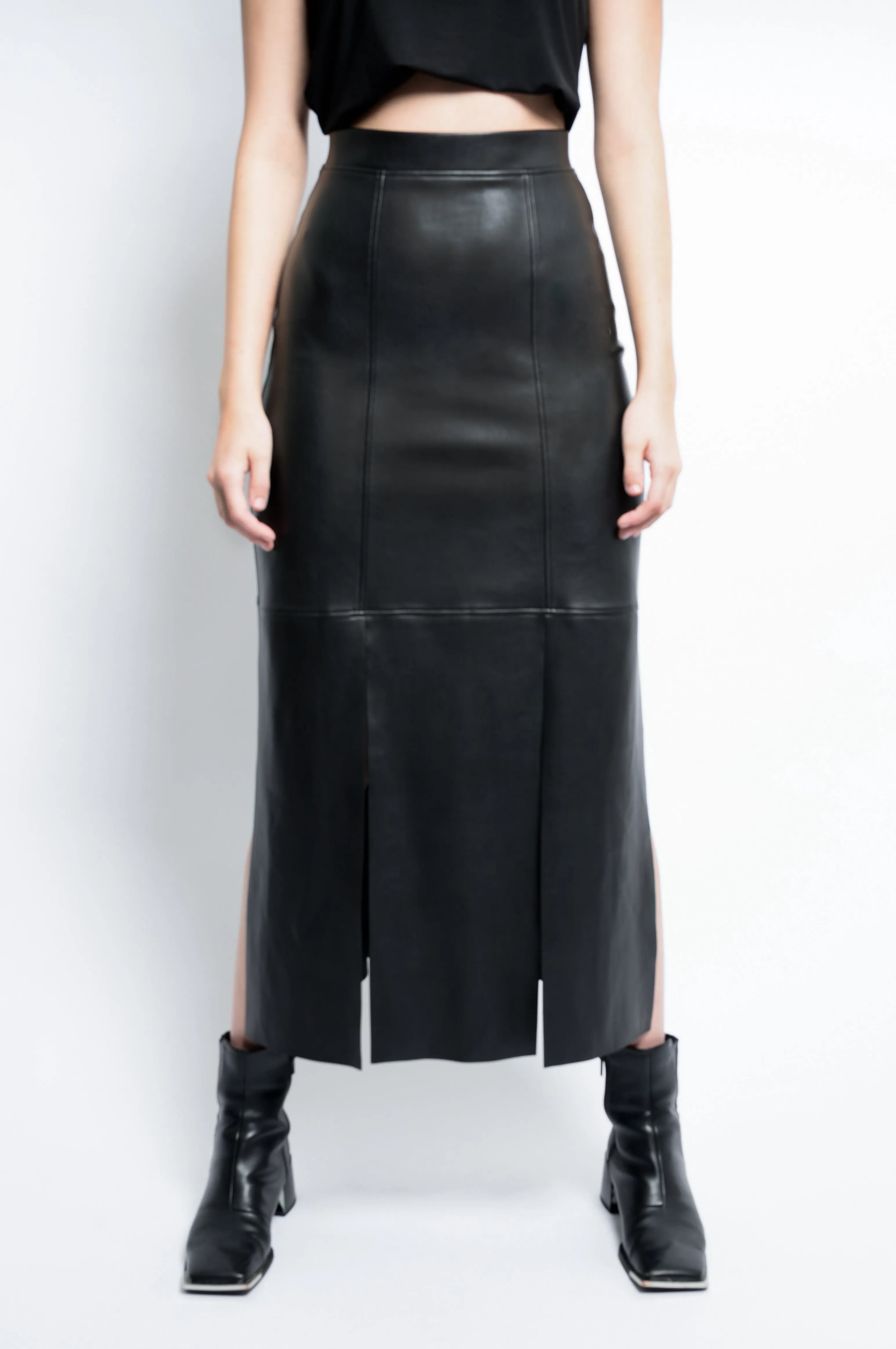 Article X Leather Panel Skirt