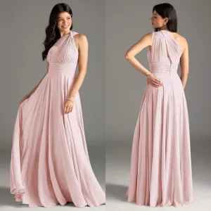 Azazie | Charlize A-Line One Shoulder Mesh Maxi Bridesmaids Dress