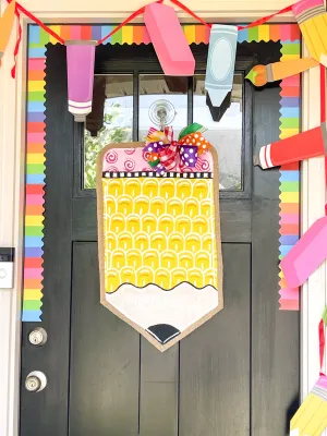 Back to School Large Pencil Burlap Door Hanger