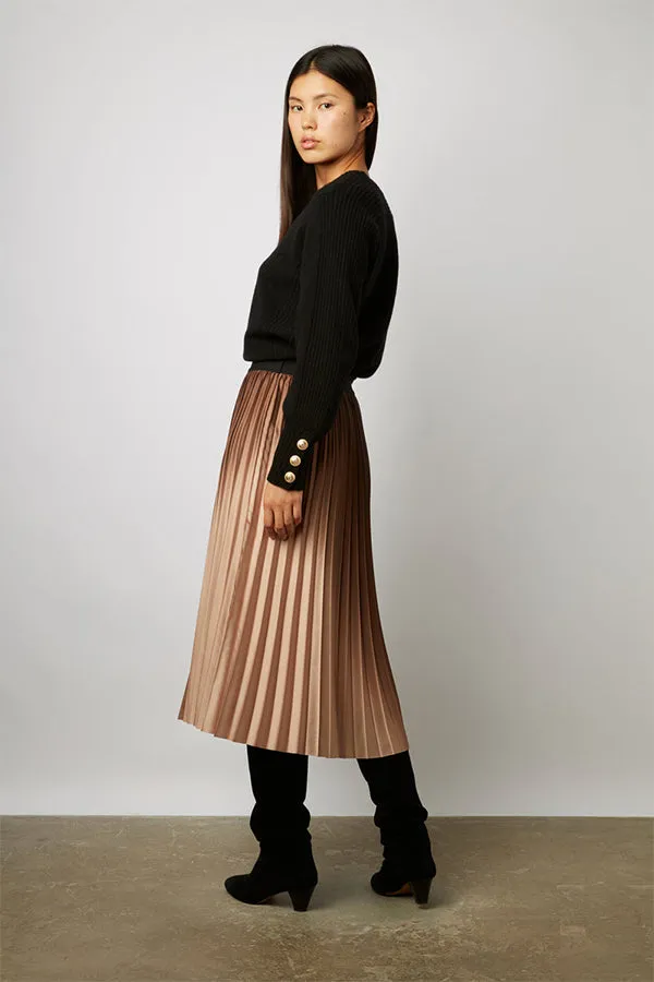 BALKISS PLEATED GRADIENT PRINT MIDI SKIRT