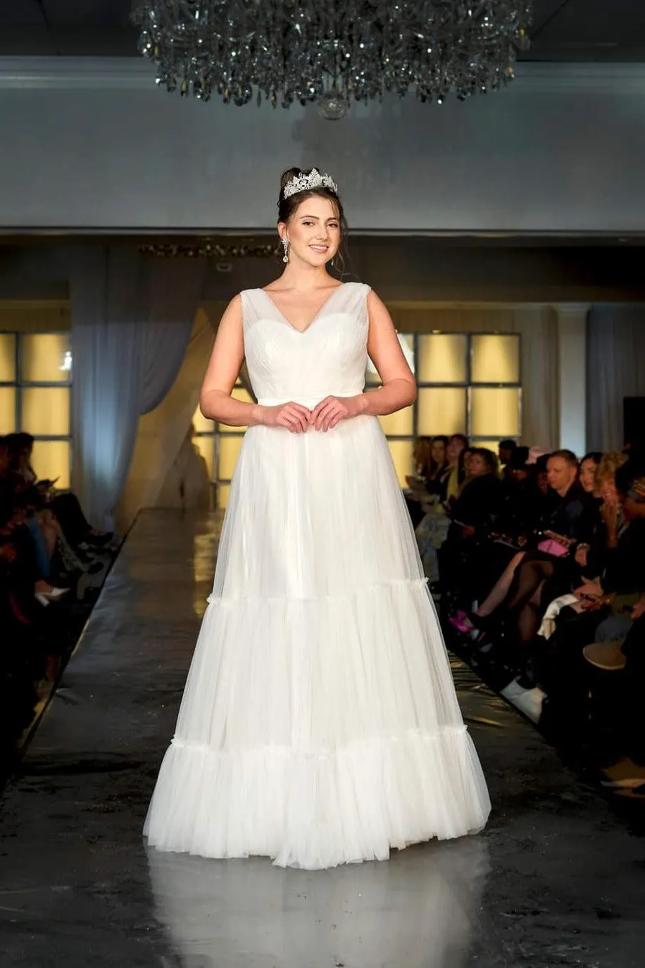 BALLERINA A Line Pleated Tulle Bridal Gown