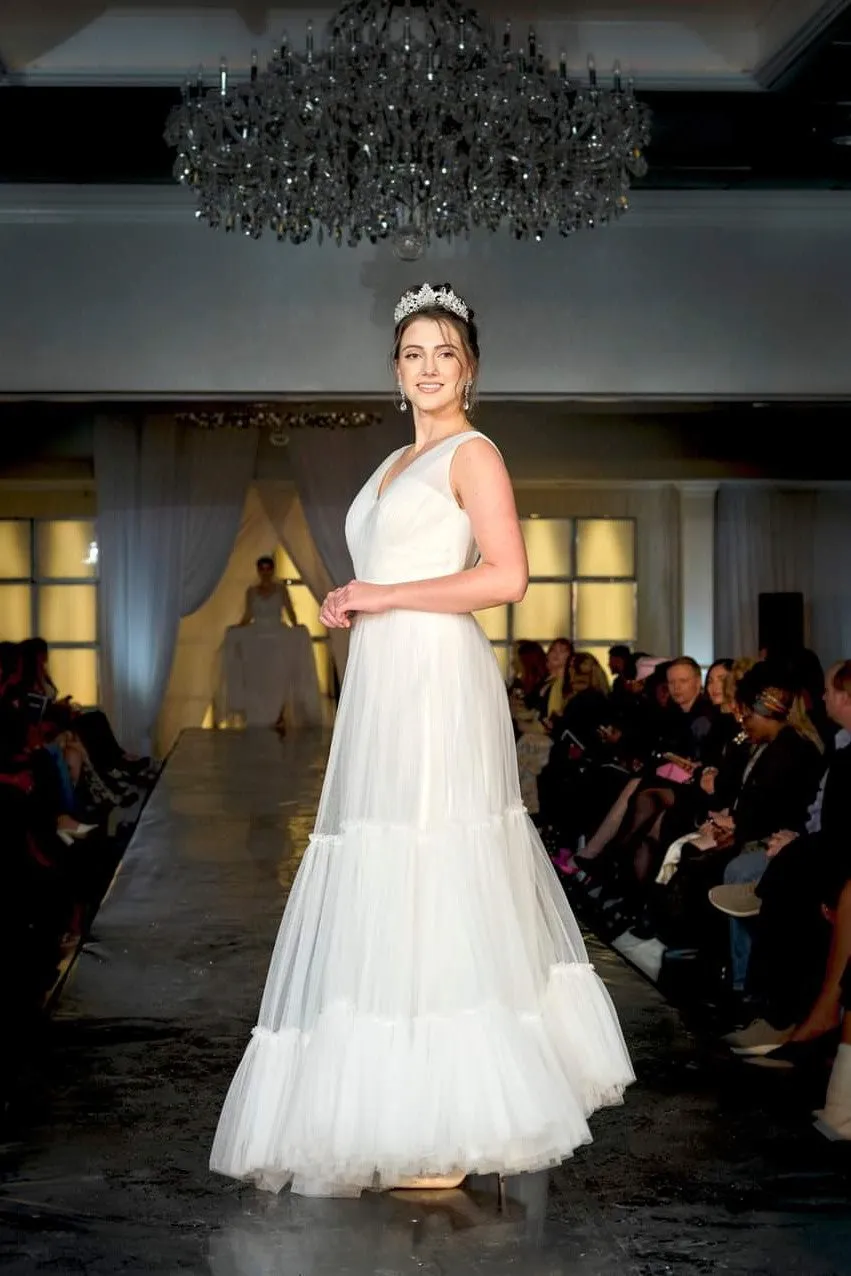 BALLERINA A Line Pleated Tulle Bridal Gown