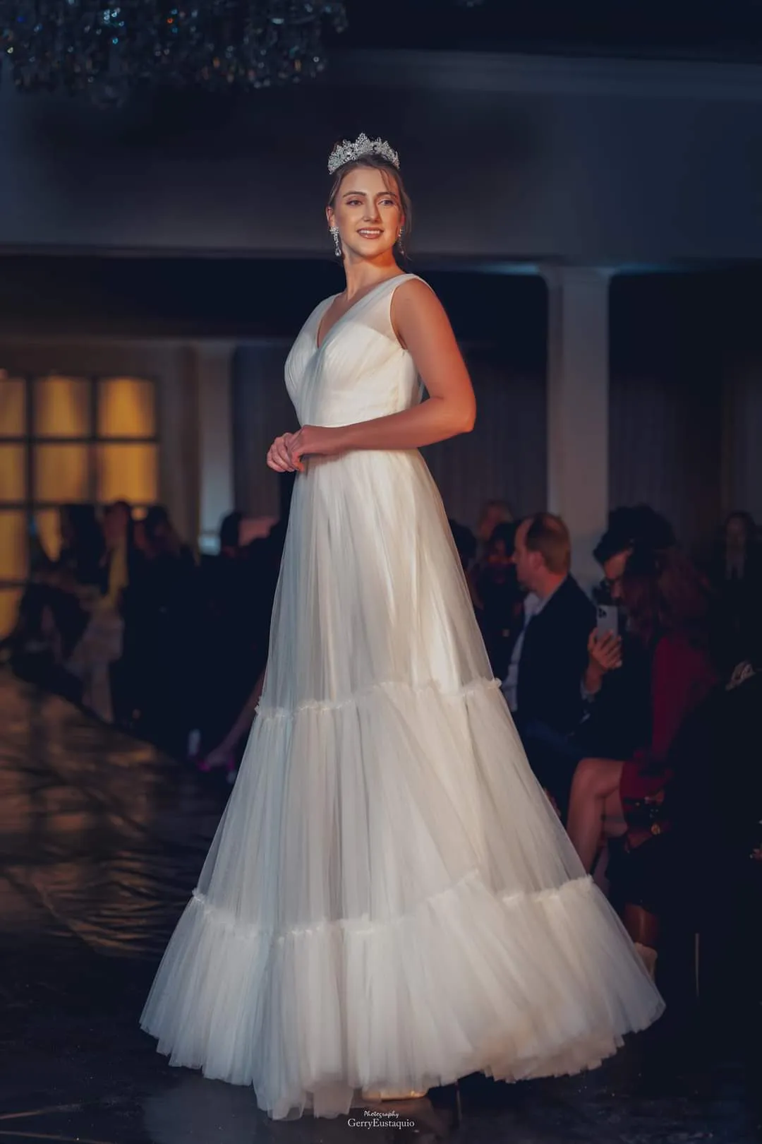 BALLERINA A Line Pleated Tulle Bridal Gown