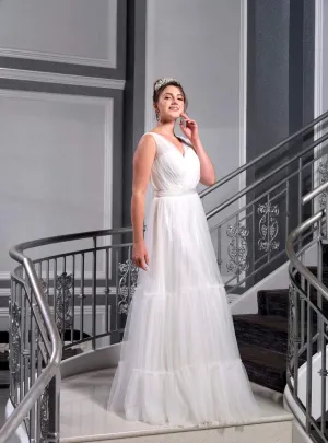BALLERINA A Line Pleated Tulle Bridal Gown