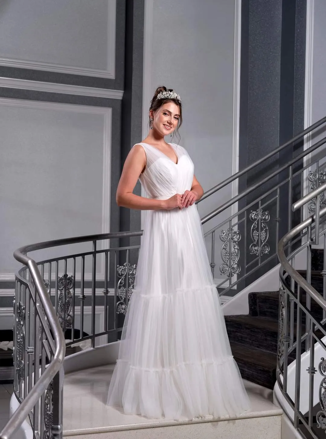 BALLERINA A Line Pleated Tulle Bridal Gown