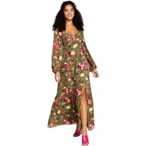 Bar III Women's Printed Bustier Side-Slit Maxi Dress