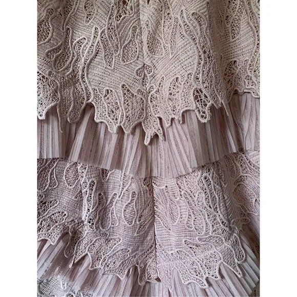 Bardot Valorie Cold-Shoulder Lace &amp; Tulle Dress in Dusty Pink Size 8