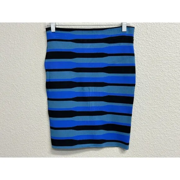 BCBG MAX AZRIA Lager Pencil Skirt High Waist Bandage Form Fitting Blue Medium
