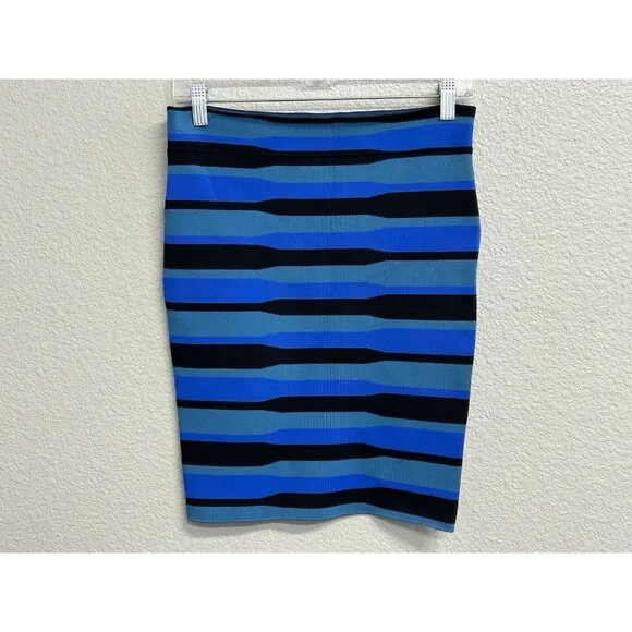 BCBG MAX AZRIA Lager Pencil Skirt High Waist Bandage Form Fitting Blue Medium
