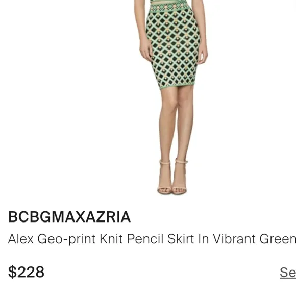 BCBGMAXAZRIA Alex Geo-Print Knit Pencil Skirt Size M