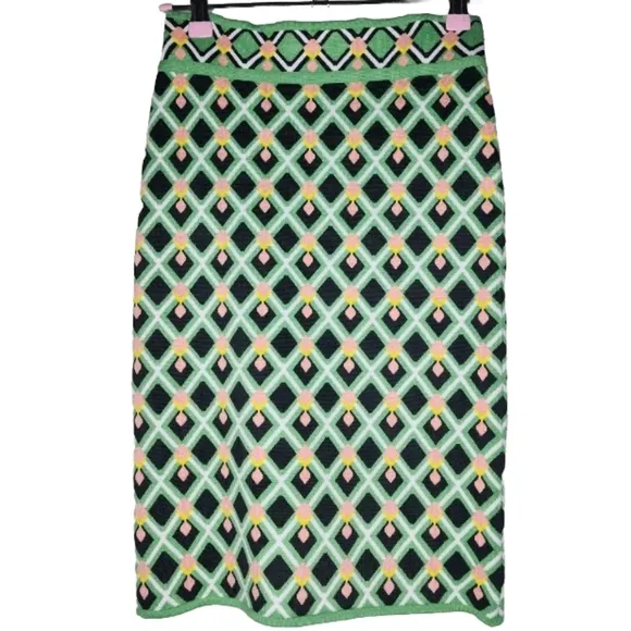 BCBGMAXAZRIA Alex Geo-Print Knit Pencil Skirt Size M