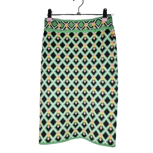 BCBGMAXAZRIA Alex Geo-Print Knit Pencil Skirt Size M