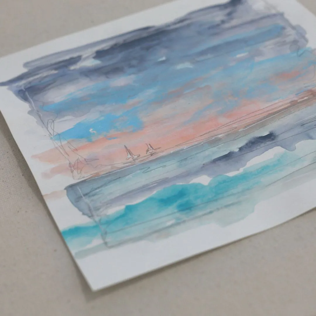 Beach Walk Sketch 6 - Unframed Original Painting on Paper