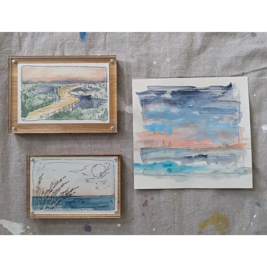 Beach Walk Sketch 6 - Unframed Original Painting on Paper