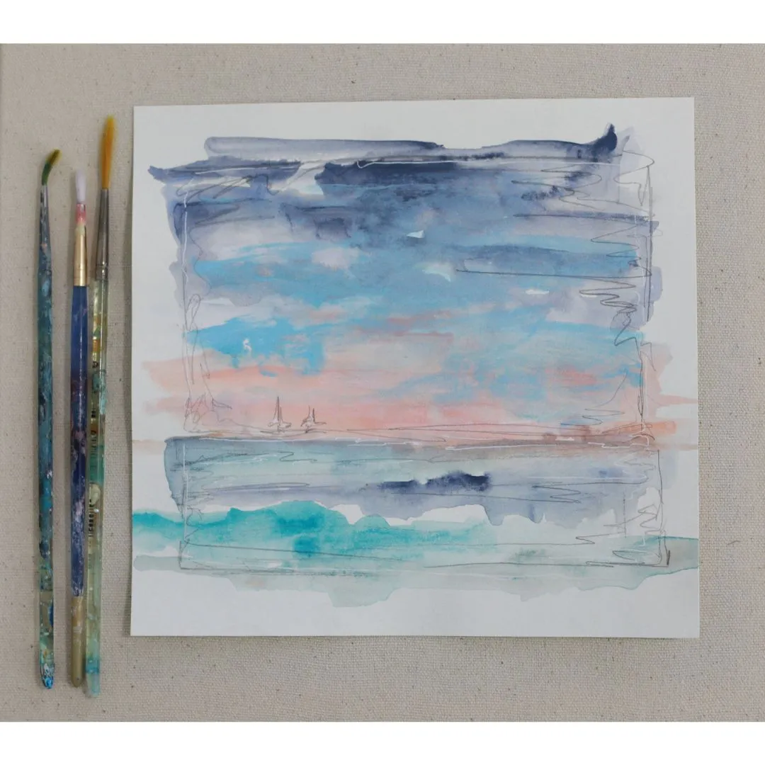 Beach Walk Sketch 6 - Unframed Original Painting on Paper