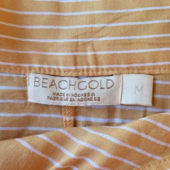 Beachgold Orange &amp; White Striped True Wrap Boho Maxi Skirt M Summer Festival