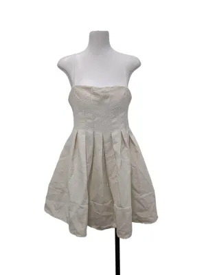 Beige Pleated Short Dress