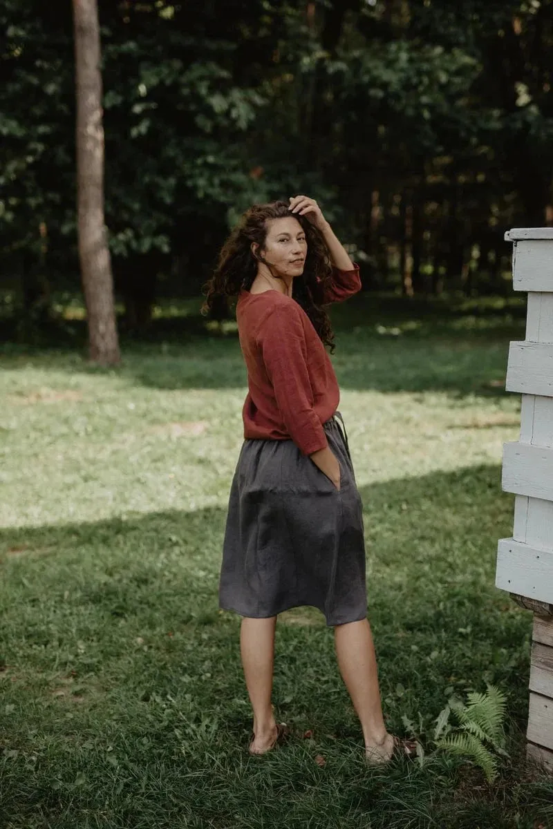 Bergen Linen Mid-length Skirt | Multiple Colours
