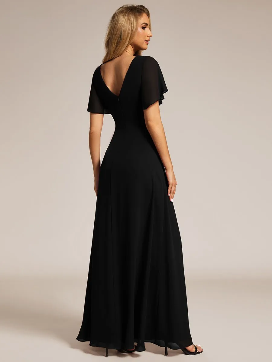 Bernice chiffon sleeved bridesmaid dress with slit