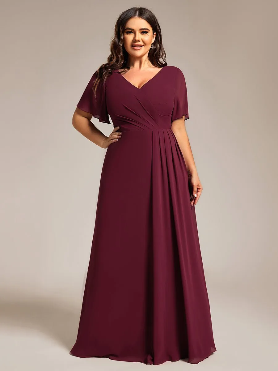 Bernice chiffon sleeved bridesmaid dress with slit