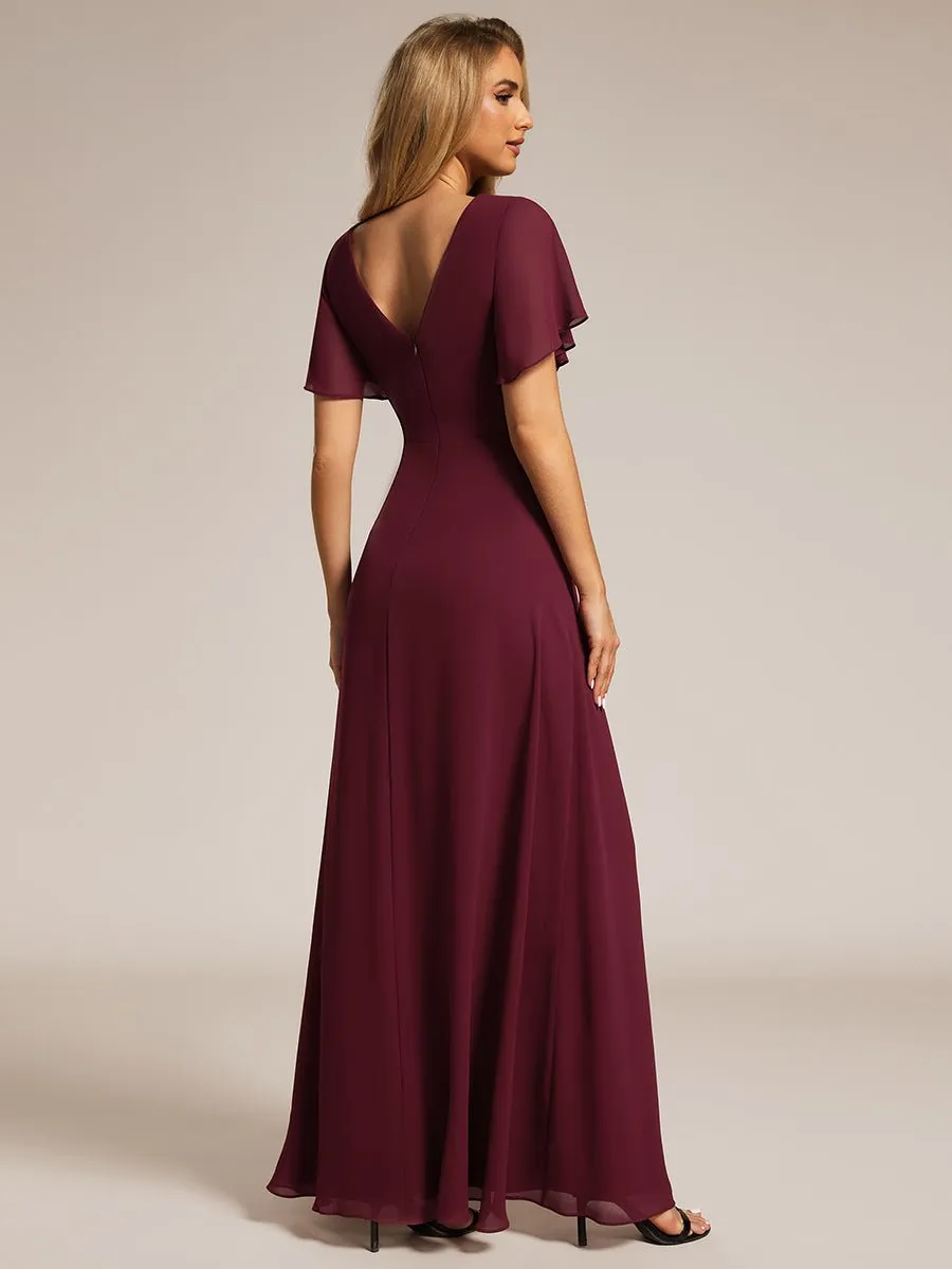 Bernice chiffon sleeved bridesmaid dress with slit