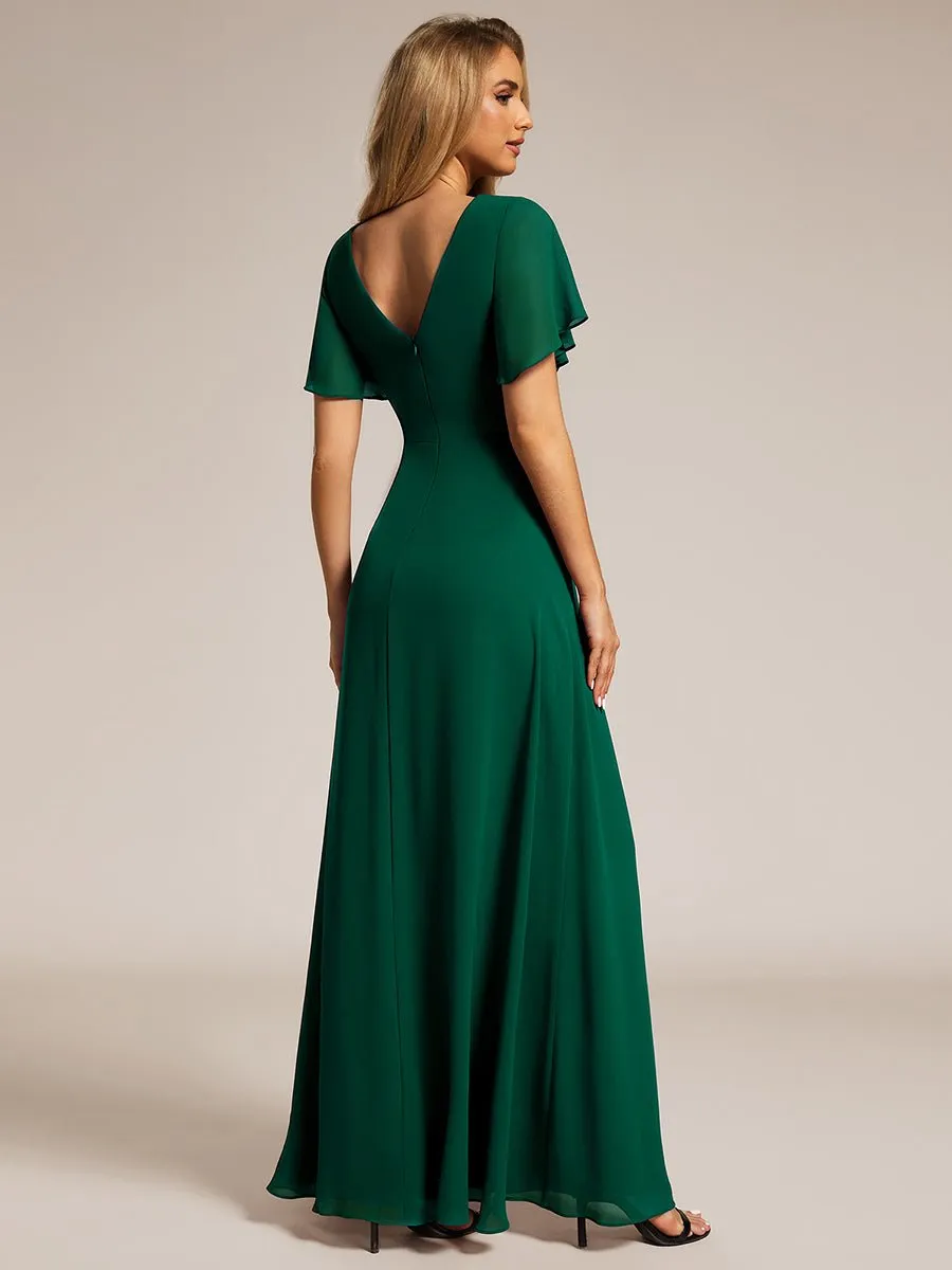 Bernice chiffon sleeved bridesmaid dress with slit