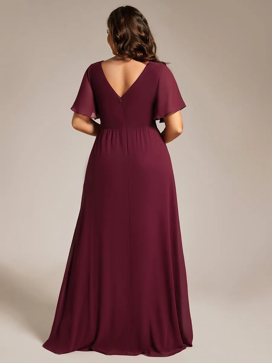 Bernice chiffon sleeved bridesmaid dress with slit