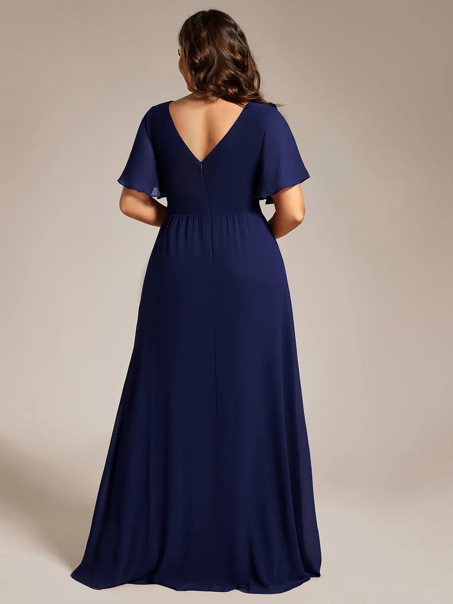 Bernice chiffon sleeved bridesmaid dress with slit