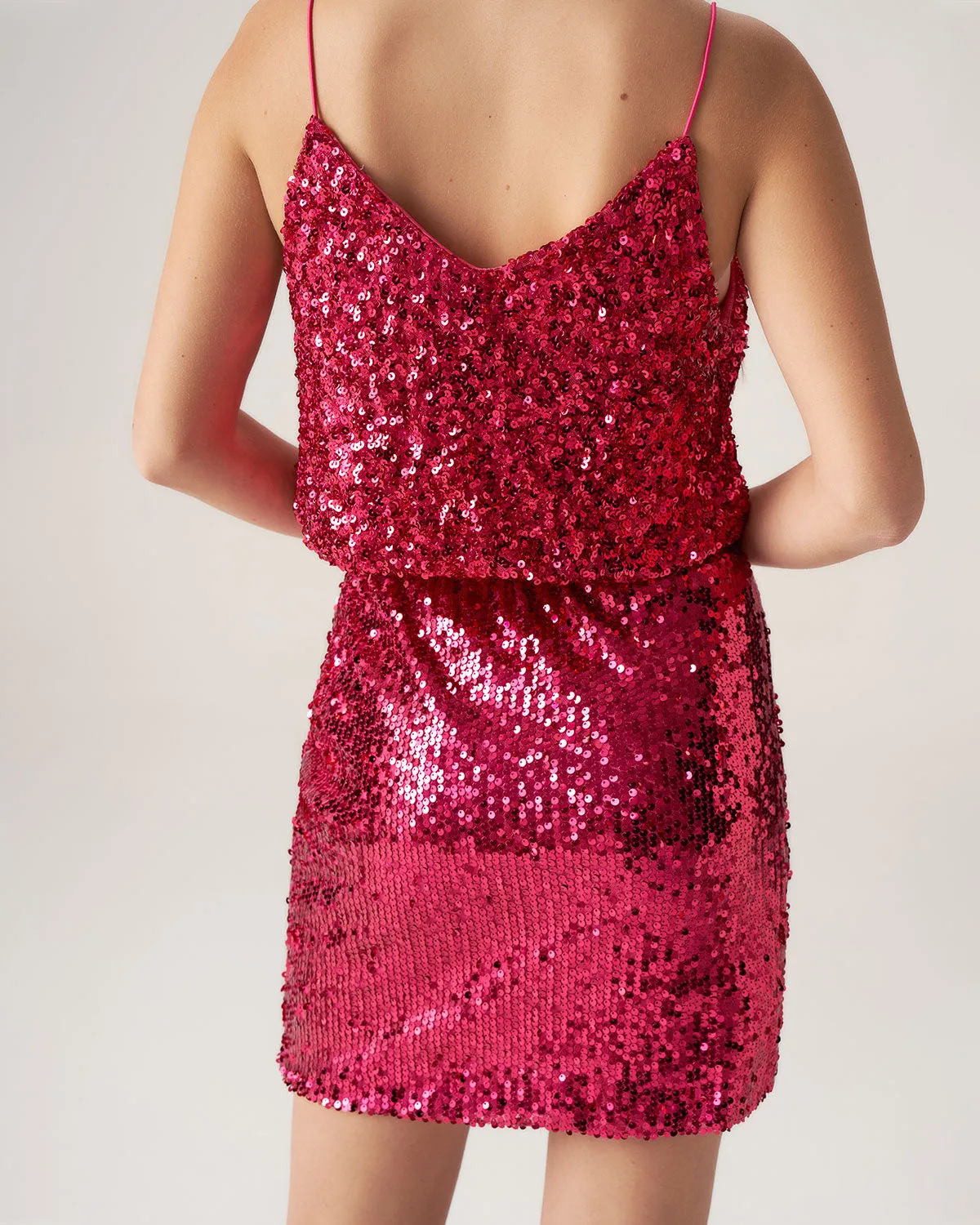 Bettydress-Red Sequins Straight Mini Skirt