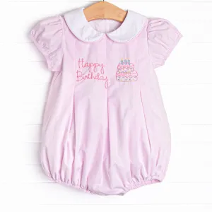 Birthday Wish Embroidered Bubble, Pink