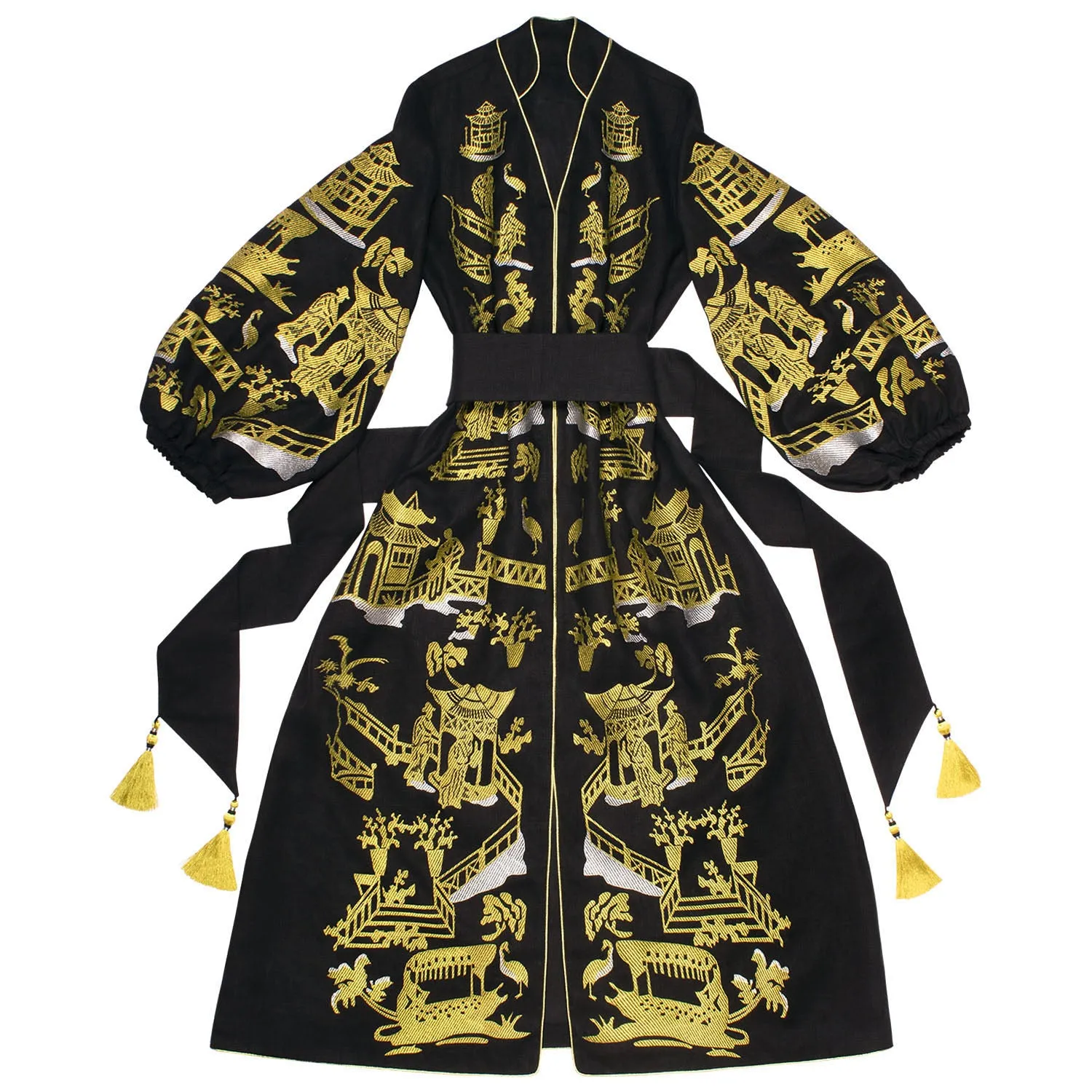 Black embroidered kaftan